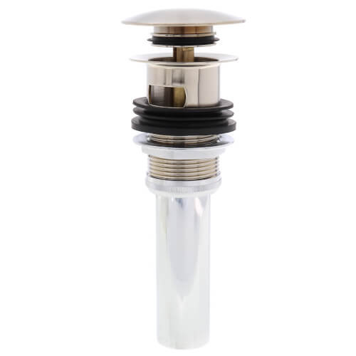 Main product image of Stainless Metal Drain Assembly for Lavatory Sink - Push Pop-Up w/ Overflow