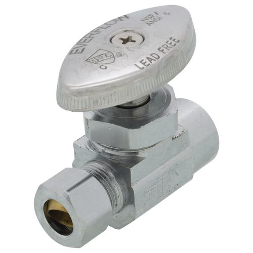 Main product image of 1/2" Nominal Sweat x 3/8" OD Compression Straight Stop Valve - Lead Free (Chrome)