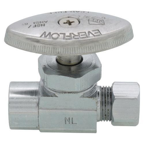 Main product image of 1/2" Nominal Sweat x 3/8" OD Compression Straight Stop Valve - Lead Free (Chrome)