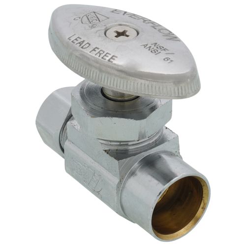 Main product image of 1/2" Nominal Sweat x 3/8" OD Compression Straight Stop Valve - Lead Free (Chrome)