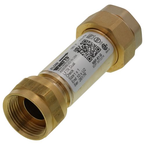 Main product image of 1" Female Meter Thread Inlet x Union FNPT Outlet Dual Check Valve Backflow Preventer, LF7R10-U2 (Lead Free)