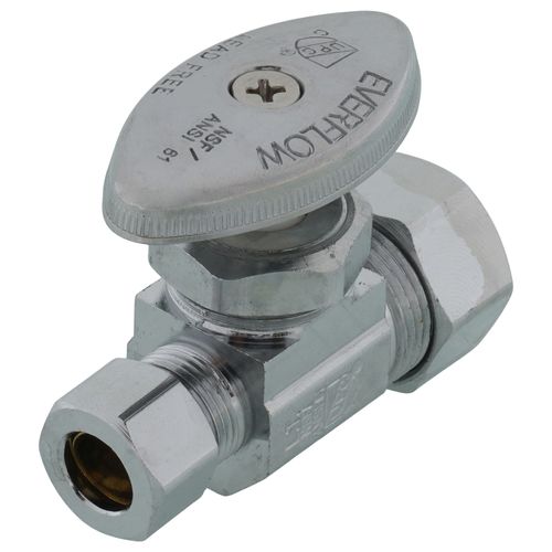 Main product image of 1/2" Nom Compression x 3/8" OD Compression Straight Stop Valve - Lead Free (Chrome)