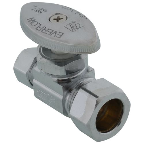 Main product image of 1/2" Nom Compression x 3/8" OD Compression Straight Stop Valve - Lead Free (Chrome)