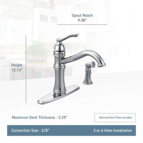 Main product image of Belfield 1 Handle Kitchen Faucet, 1.5 GPM, 7245C (Chrome)