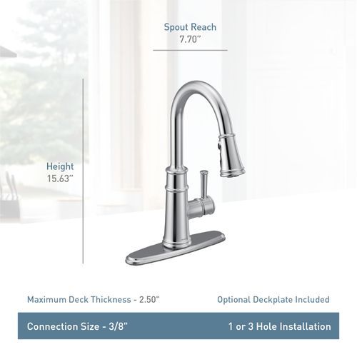 Main product image of Belfield 1 Handle Pulldown Kitchen Faucet, 1.5 GPM, 7260 (Chrome)
