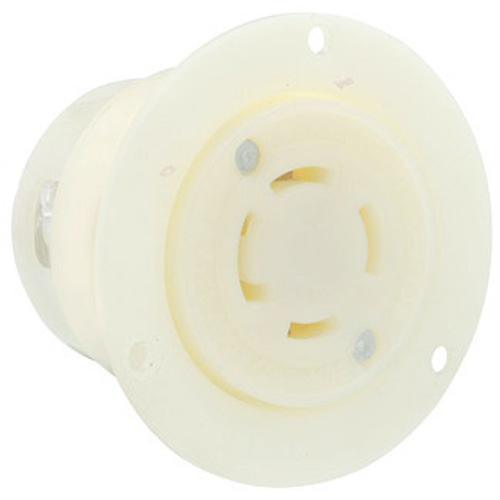 Main product image of 30A, 120/208V 3-Phase Y, NEMA Non-NEMA, 4P, 4W, Flanged Outlet Locking Receptacle, Non-Grounding (White)