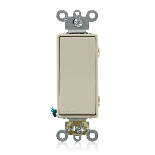 Main product image of 20A, 120/277V Decora Plus Rocker Double-pole AC Quiet Switch, Commercial Spec Grade, Self Grounding, Back & Side Wired, (Ivory)