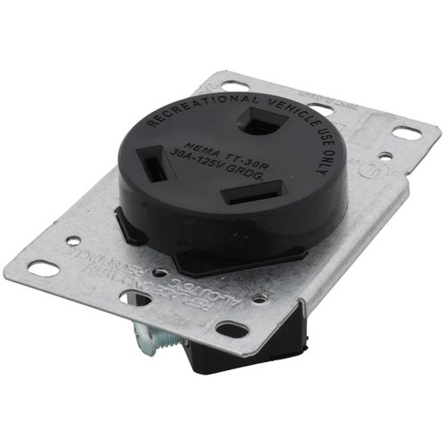 Main product image of Flush Mount Receptacle for Recreational Vehicles, 30A, 2P, NEMA TT-30R - Black (125V)