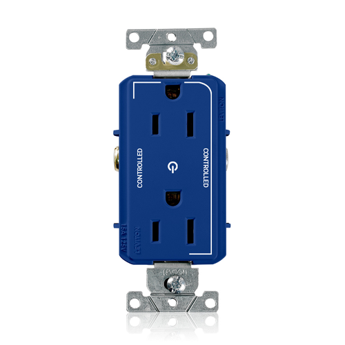 Main product image of Decora Plus Duplex Receptacle, Heavy-Duty Industrial, 15A 125V 2P 3W (Blue)