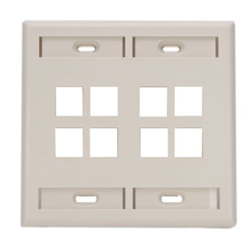 Main product image of Dual-Gang Quickport, Wallplate w/ ID Windows, 8-port (Light Almond)