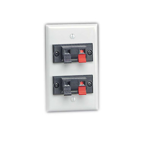 Main product image of 1-Gang Double Spring Clip Device Audio/video Wallplate, Standard Size, Polymer Break Resistant, Box Mount (White)