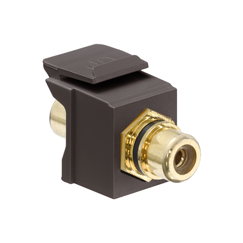 Main product image of RCA Feedthrough Quickport, Connector, Gold-plated Black Stripe Brown Housing