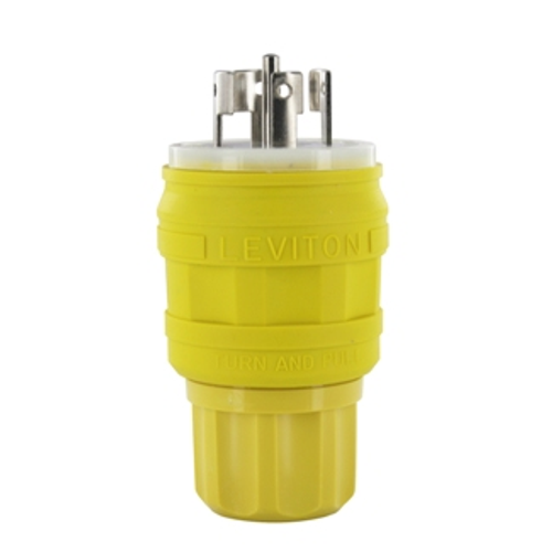 Main product image of 20A-250V/ 10A-600V, Non-NEMA, 4P, 5W, Plug, Locking Blade, Non-Grounding, Wetguard (Yellow)