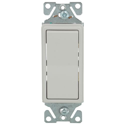 Main product image of Decorator Single Pole Rocker Switch w/ Auto-Grounding - White (15A, 120/277V)