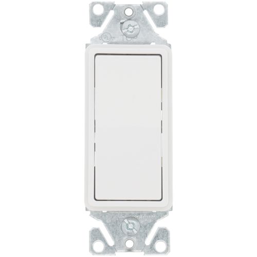 Main product image of Decorator Single Pole Rocker Switch, Flush Mount - White (15A, 120/277V)