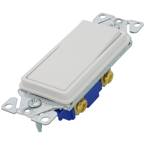 Main product image of Decorator Single Pole Rocker Switch, Flush Mount - White (15A, 120/277V)