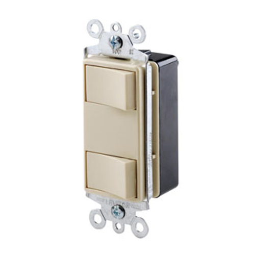 Main product image of 15A Decora Dual Rocker Switch, Illuminated (Ivory)