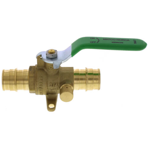Main product image of 3/4" Cold Expansion PEX Ball Valve w/ Waste Drain & Drop Ear Elbow (Lead Free)
