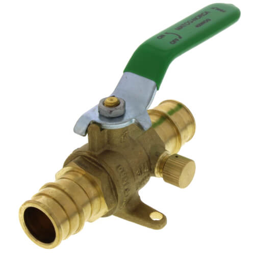 Main product image of 3/4" Cold Expansion PEX Ball Valve w/ Waste Drain & Drop Ear Elbow (Lead Free)