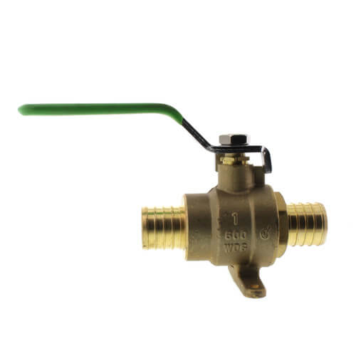 Main product image of 1" PEX Ball Valve w/ Waste Drain & Drop Ear Elbow (Lead Free), 754PXDE05LF