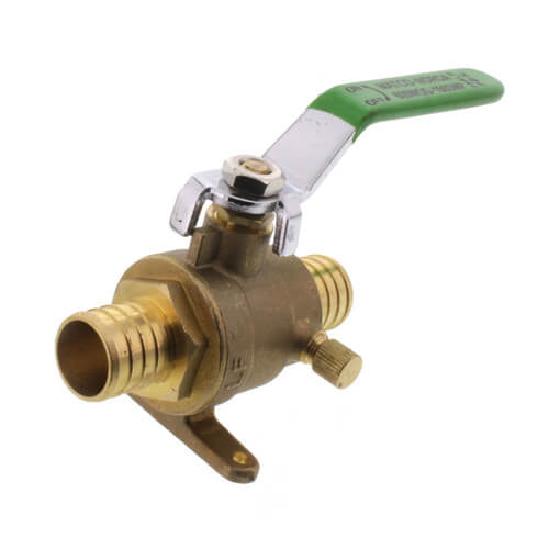 Main product image of 1" PEX Ball Valve w/ Waste Drain & Drop Ear Elbow (Lead Free), 754PXDE05LF