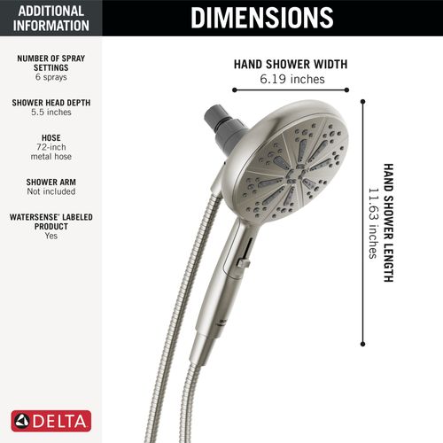Main product image of 6-Setting Suredock Magnetic Hand Shower (Satin Nickel), 75613SN