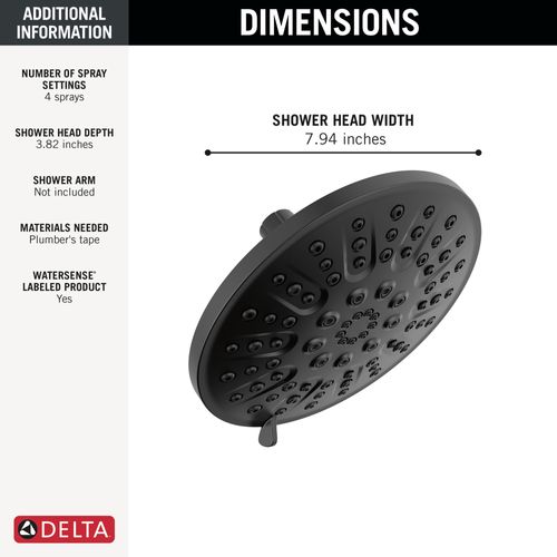 Main product image of 4 Setting Shower Head (Matte Black), 75617BL