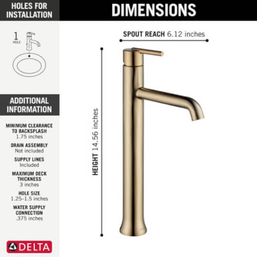 759CZDST Delta 759CZDST Trinsic Single Handle Vessel Bathroom
