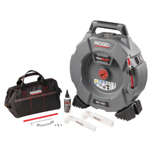 Main product image of K9-102-Plus FlexShaft Drain Cleaning Machine for 1-1/4"-2" Pipes w/ 1/4" x 50' Cable & Kit
