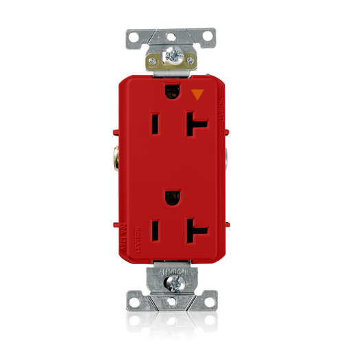 Main product image of Decora Plus Isolated Ground Duplex Receptacle Outlet,  Smooth Face, 20A, 125V Back or Side Wire, NEMA 5-20R, 2-Pole, 3-Wire, Self-Grounding, Red