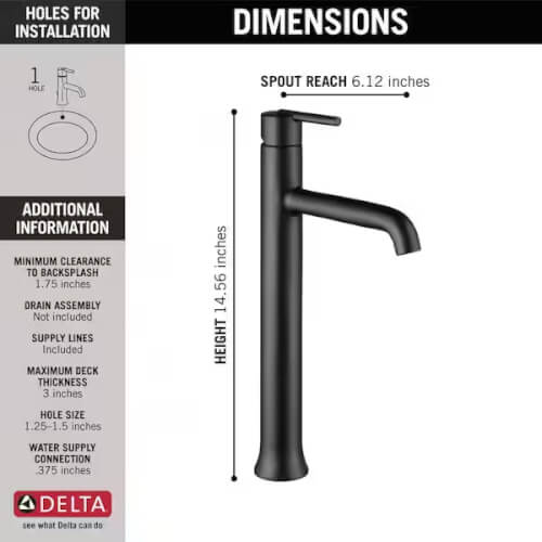 Main product image of Ara Single Handle Vessel Channel Bathroom Faucet (Matte Black), 768LF-BL