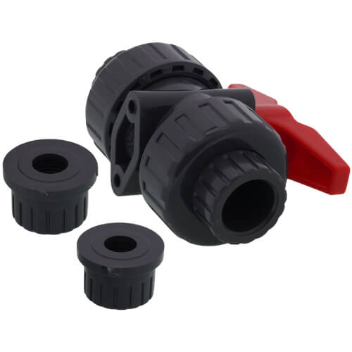 Main product image of 1/2" 772ST SCH 80 Gray True Union PVC Ball Valve (Solvent & Threaded)