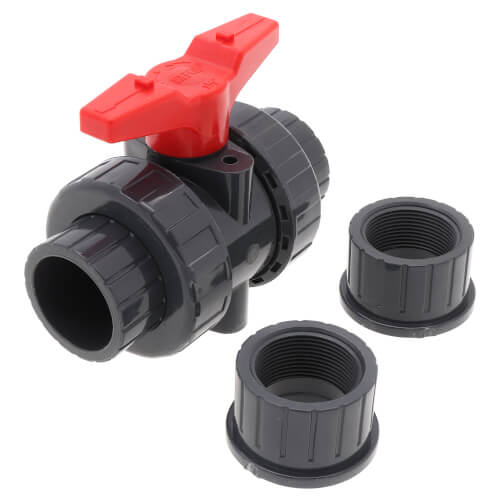 Main product image of 1-1/2" 772ST SCH 80 Gray True Union PVC Ball Valve (Solvent & Threaded)