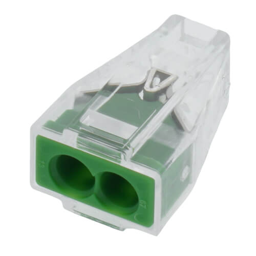 Main product image of Pushwire Connector for Junction Boxes, 18-12 AWG - 2 Ports, Green (Box of 100)
