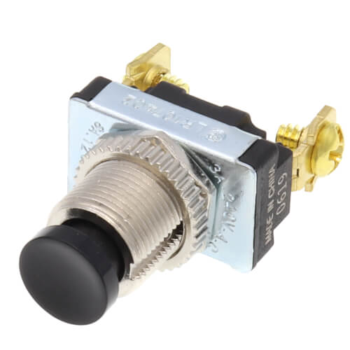 Main product image of Black Plastic Momentary Contact Push-Button Switch with Screw Termination (120/240V)