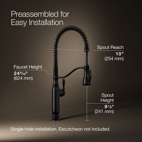 Main product image of Tournant Semi-Professional 1-Handle Pull Out Kitchen Faucet with Spray (Matte Black), K-77515-BL