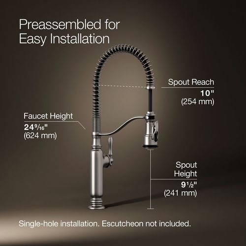 Main product image of Tournant Semi-Professional 1-Handle Pull Out Kitchen Faucet with Spray (Stainless Steel), K-77515-VS