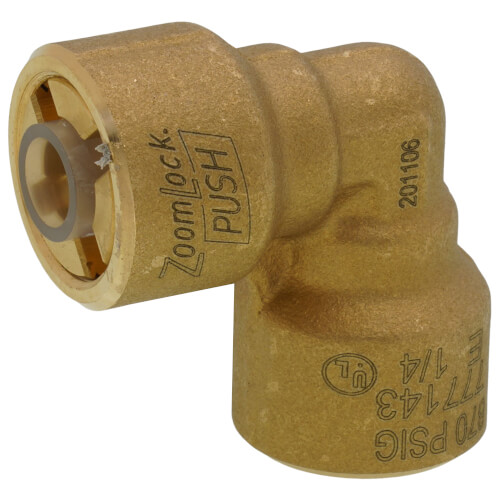 Main product image of 1/4" ZoomLock PUSH Removable 90-Degree Elbow (PZKPR-90E4)