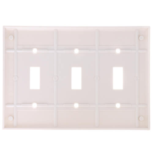 Main product image of 3-Gang Electrical Wall Plate, 3 Toggles, Device Mount (Light Almond)