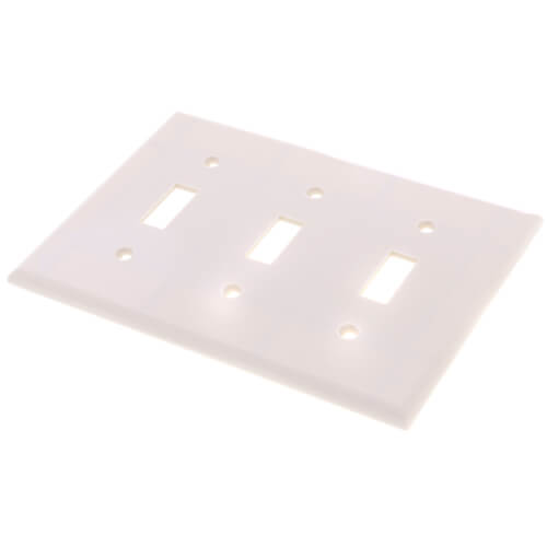 Main product image of 3-Gang Electrical Wall Plate, 3 Toggles, Device Mount (Light Almond)