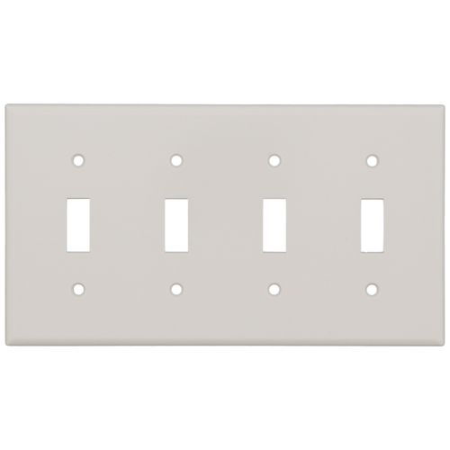 Main product image of 4-Gang Electrical Wall Plate, 4 Toggles, Device Mount (Light Almond)