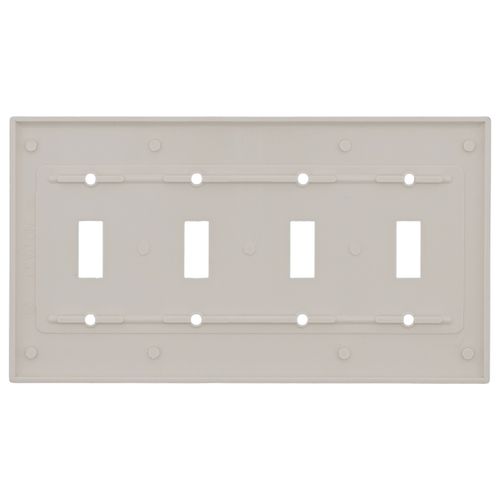 Main product image of 4-Gang Electrical Wall Plate, 4 Toggles, Device Mount (Light Almond)