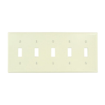 Main product image of 5-Gang Electrical Wall Plate, Toggle Switch (Light Almond)