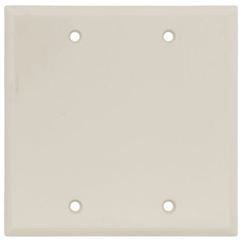Main product image of 2-Gang No-Device Blank Electrical Wall Plate, Box Mount, Thermoset (Light Almond)