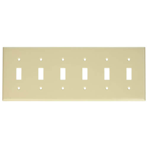 Main product image of 6-Gang Electrical Wall Plate, Toggle Switch (Light Almond)