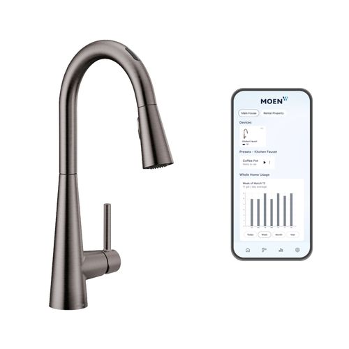 Main product image of Sleek Smart Kitchen Faucet Black Stainless 1 Handle High Arc Pulldown, 7864EVBLS