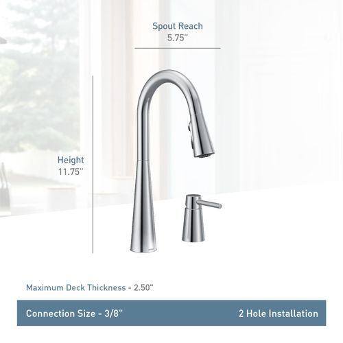 Main product image of Sleek 1 Handle Pulldown Kitchen Faucet, 1.5 GPM, 7871 (Chrome)