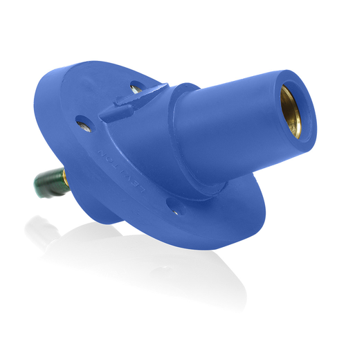 Main product image of 23 Series Panel Mount Receptacle, Female, 690A Max, 600V 30 Degree Angle, 1.125", Threaded Stud Termination, 250-777 MCM Cable Range (Blue)