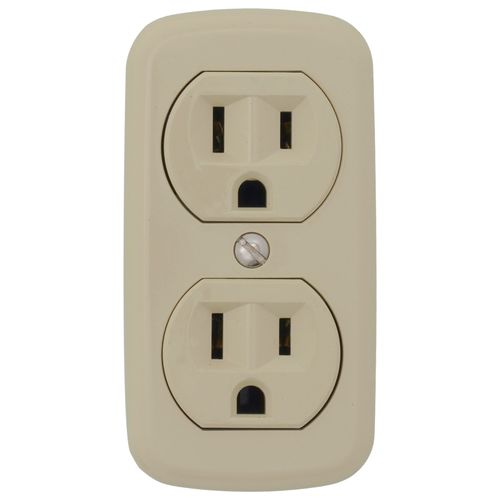Main product image of Residential Grade Surface Duplex Receptacle, 15A, 2P, 3W, NEMA  5-15R - Ivory (125V)
