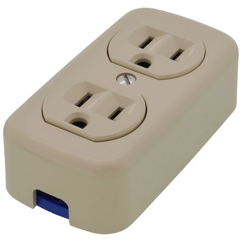 Main product image of Residential Grade Surface Duplex Receptacle, 15A, 2P, 3W, NEMA  5-15R - Ivory (125V)